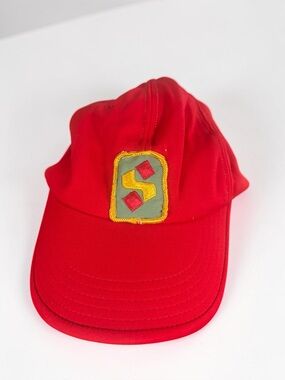 Vintage Taiwan Military Style Cap Red Adjustable Hat